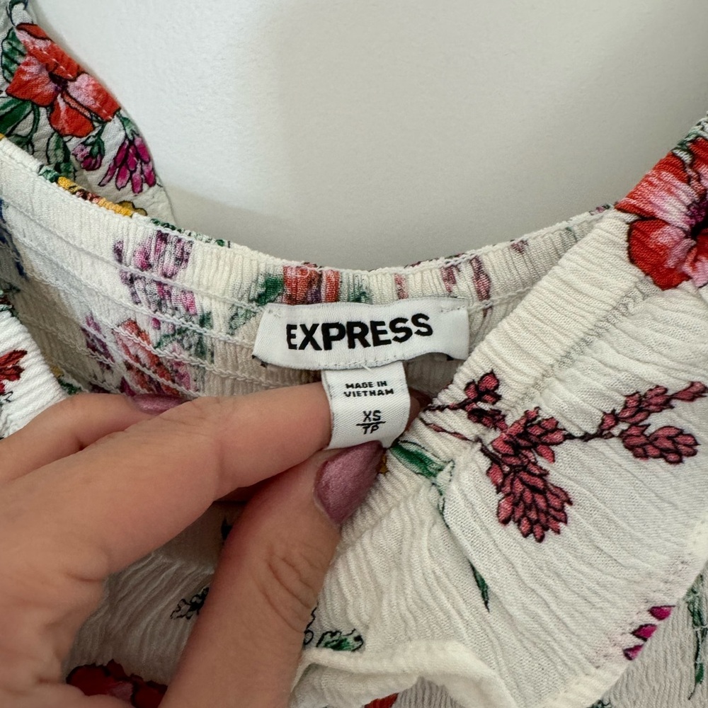 Express Floral White Maxi Dress XS - Picture 5 of 6